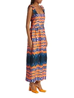 Caroline Geometric Braided-Strap Maxi Dress