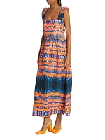 Caroline Geometric Braided-Strap Maxi Dress