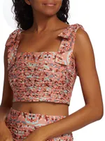 Elsa Geometric Pleated Crop Top