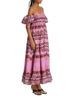 Vanessa Ikat Off-The-Shoulder Maxi Dress