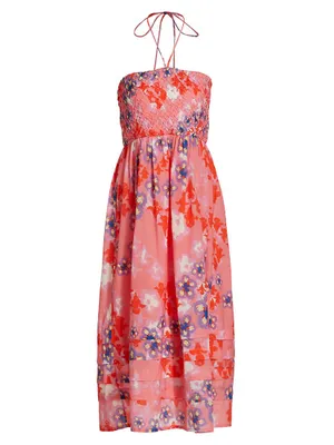 Caterina Floral Halter-Neck Midi-Dress