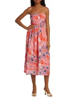 Caterina Floral Halter-Neck Midi-Dress