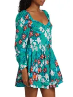 Nina Floral Long-Sleeve Minidress