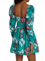 Nina Floral Long-Sleeve Minidress