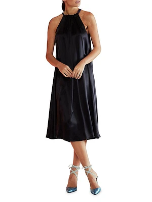 Silk Halter Midi-Dress