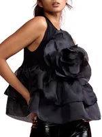 Flower Tiered Organza Top