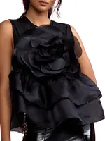 Flower Tiered Organza Top