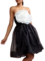 Organza Flower Strapless Minidress