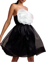 Organza Flower Strapless Minidress