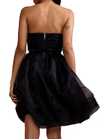 Organza Flower Strapless Minidress