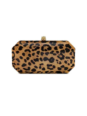 Perry Clutch Small Hair Calf with Gold Hardware