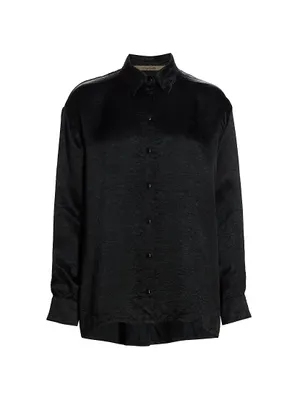 Textured Satin Button-Front Shirt