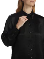 Textured Satin Button-Front Shirt