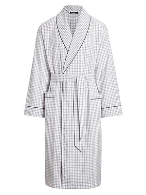 Plaid Cotton Oxford Robe