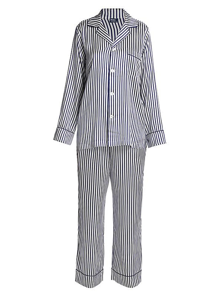 Heritage Laurel Striped Silk Pajama Set