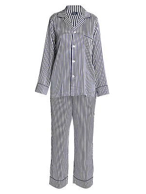 Heritage Laurel Striped Silk Pajama Set