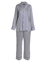 Heritage Laurel Striped Silk Pajama Set