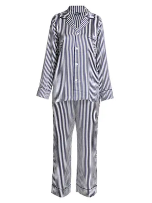 Heritage Laurel Striped Silk Pajama Set