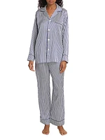 Heritage Laurel Striped Silk Pajama Set