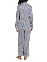 Heritage Laurel Striped Silk Pajama Set