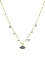 Two-Tone 14K Gold, Blue Sapphire & 0.44 TCW Diamond Charm Necklace