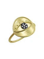 Evil Eye 14K Yellow Gold, Black Rhodium & 0.18 TCW Diamond Ring