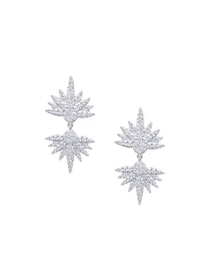 14K White Gold & 0.68 TCW Diamond Clusters Earrings