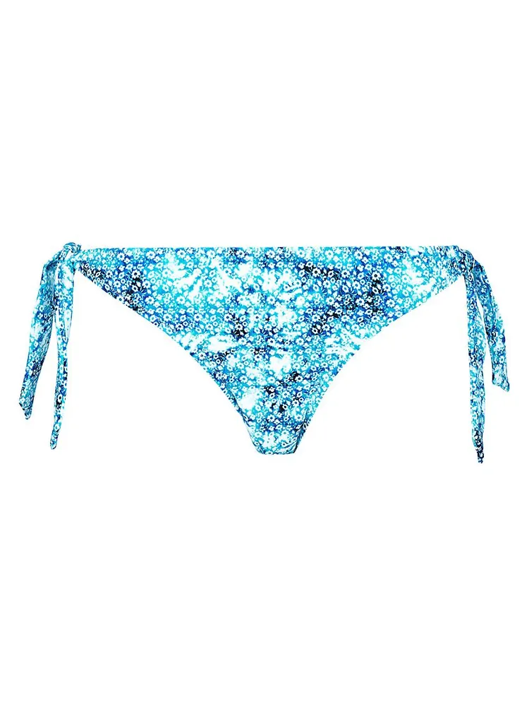 Tie-Dye Flowers Side-Tie Bikini Bottom