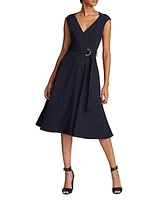 Shalbee Belted Fit & Flare Midi-Dress