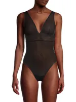 Bare V-Neck Mesh Bodysuit