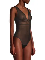 Bare V-Neck Mesh Bodysuit