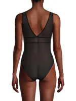 Bare V-Neck Mesh Bodysuit