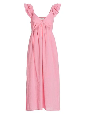 Leia Flutter-Sleeve Maxi Dress