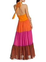 Colorblocked Halter Maxi Dress