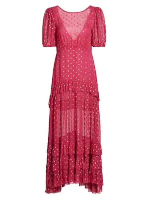 Shireen Metallic Dot Maxi Dress