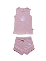 Baby's, Little Girl's & 2-Piece Glitter Star Ribbed Tank Top Shorts Set