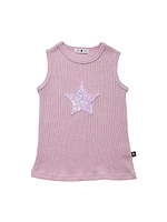 Baby's, Little Girl's & 2-Piece Glitter Star Ribbed Tank Top Shorts Set