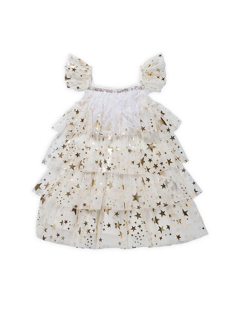 Little Girl's Metallic Star Layered Tulle Dress