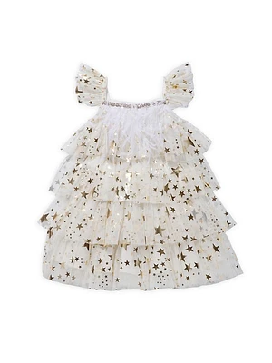 Little Girl's Metallic Star Layered Tulle Dress