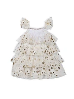 Little Girl's Metallic Star Layered Tulle Dress