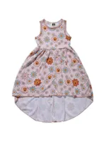 Little Girl's Daisy Smiley Print High-Low Dress