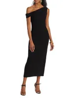 Jaman Draped One-Shoulder Midi-Dress