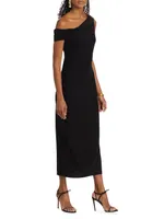 Jaman Draped One-Shoulder Midi-Dress