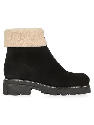 Abba 38MM Suede & Shearling Lug-Sole Boots