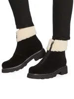 Abba 38MM Suede & Shearling Lug-Sole Boots