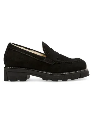 Darcy 38MM Suede & Shearling Lug-Sole Loafers