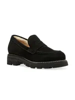 Darcy 38MM Suede & Shearling Lug-Sole Loafers