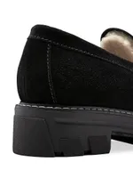 Darcy 38MM Suede & Shearling Lug-Sole Loafers