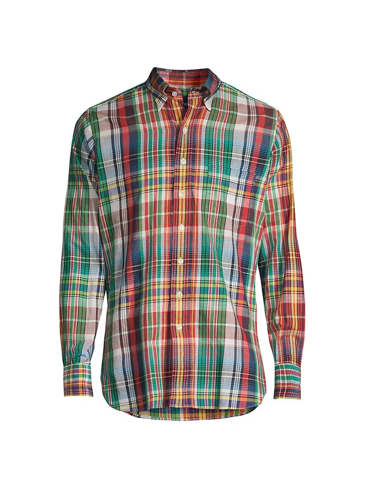 Madras Plaid Button-Up Shirt