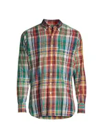 Madras Plaid Button-Up Shirt